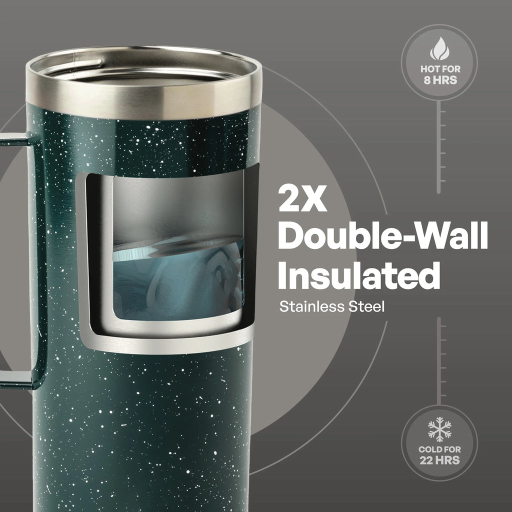 20Oz Stainless Steel Mountaineer Travel Mug, Teal Speckle