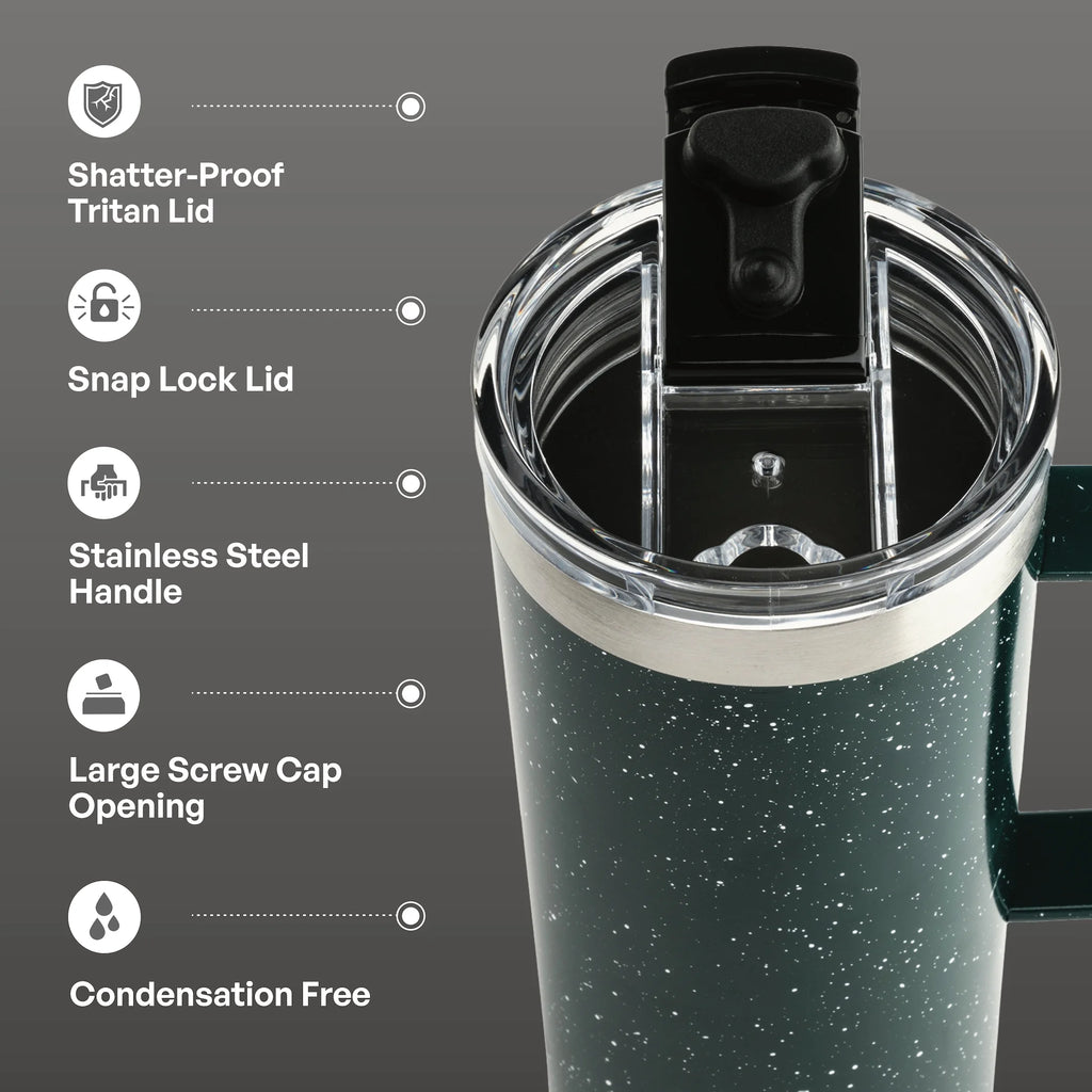20Oz Stainless Steel Mountaineer Travel Mug, Teal Speckle