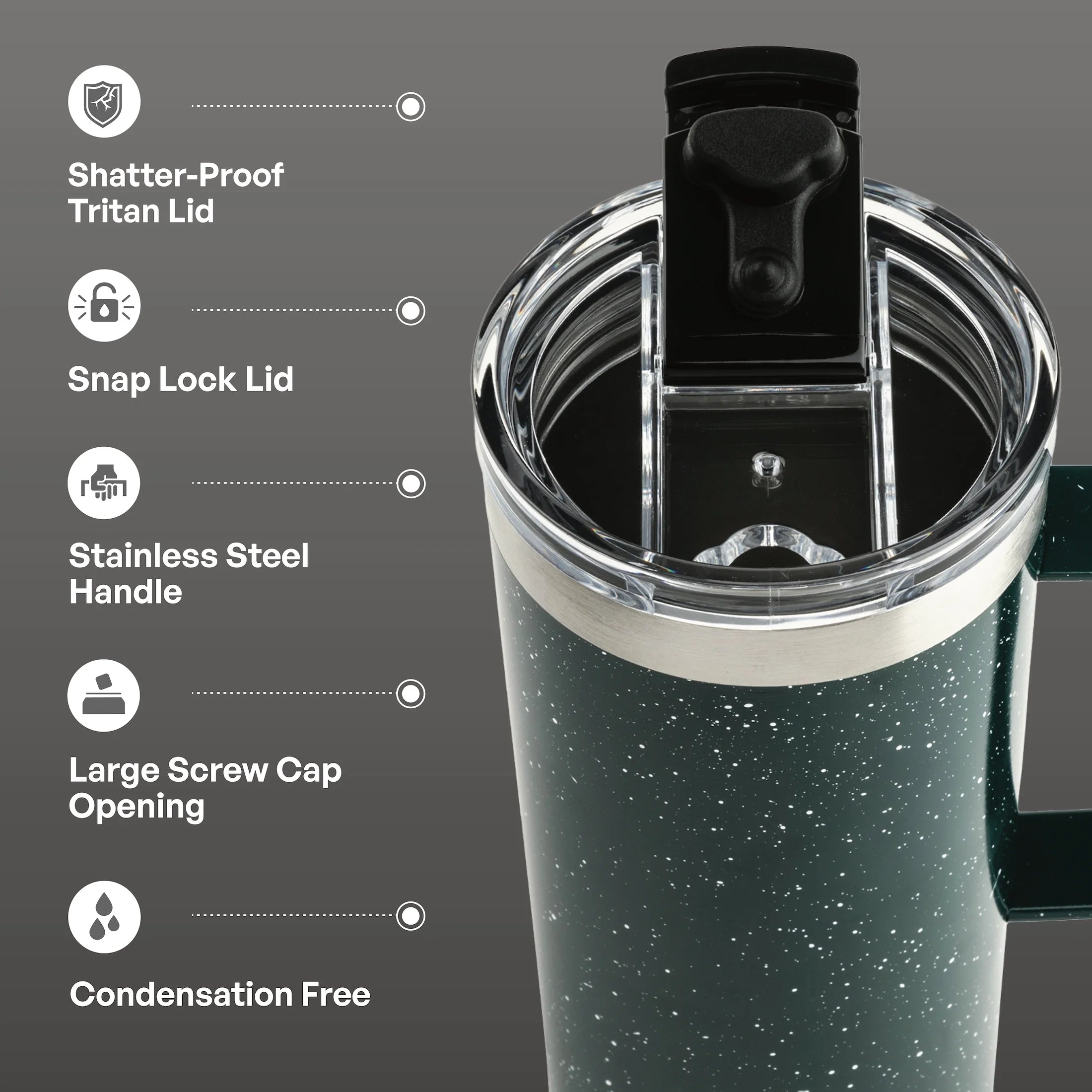 20Oz Stainless Steel Mountaineer Travel Mug, Teal Speckle