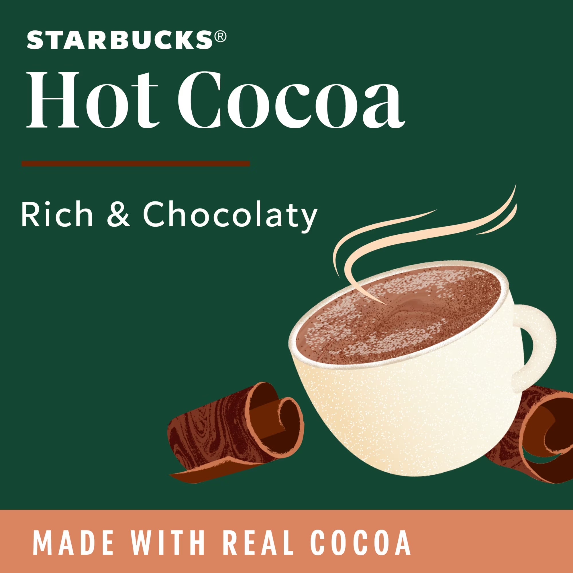 Starbucks Hot Cocoa, Made with Real Cocoa, K-Cup Coffee Pods, 10 Count