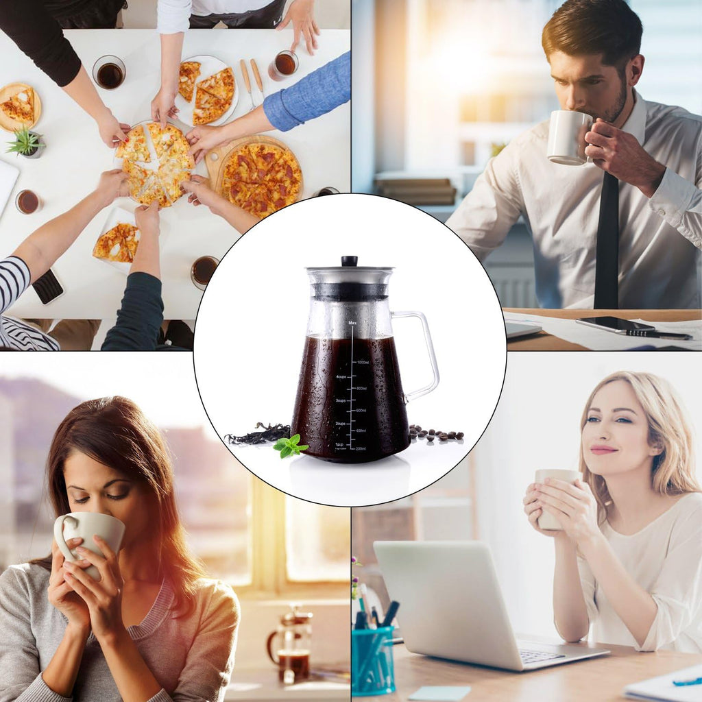 51Oz Cold Brew Maker, Borosilicate Glass Iced Coffee Tea Pitcher