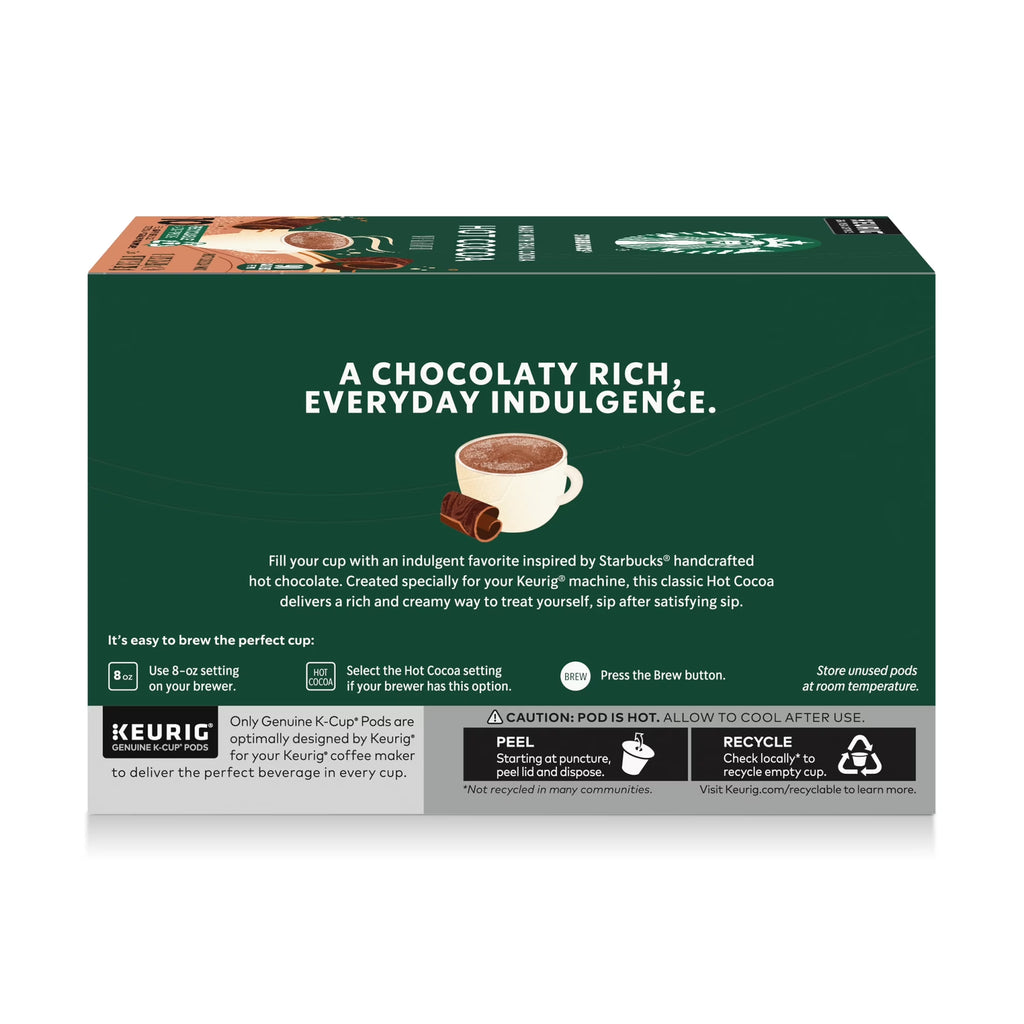 Starbucks Hot Cocoa, Made with Real Cocoa, K-Cup Coffee Pods, 10 Count