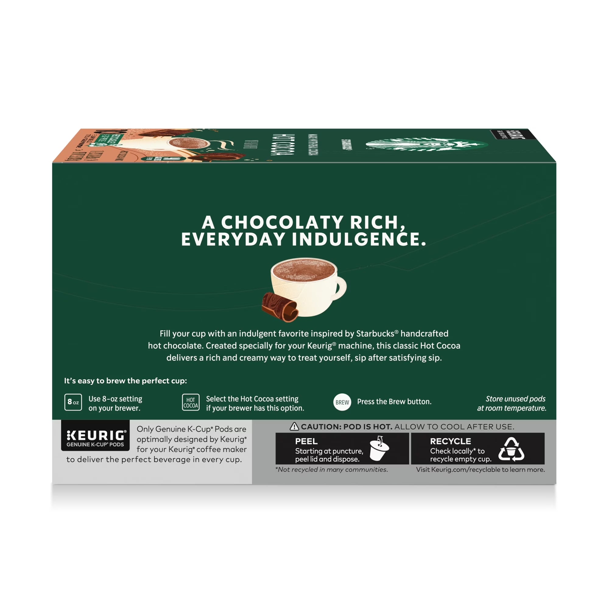 Starbucks Hot Cocoa, Made with Real Cocoa, K-Cup Coffee Pods, 10 Count