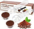 2-In-1 Coffee Scoop with Funnel, 2 Tbsp Measuring Spoon for Reusable K Cups, Ground Coffee, Protein Powder & Tea, Mess-Free Plastic Design（Transparent-2Pack）