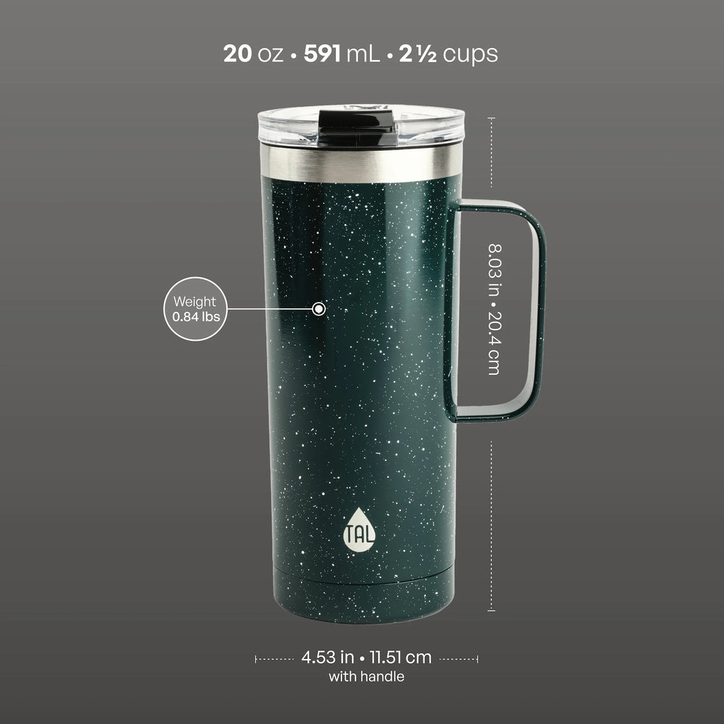 20Oz Stainless Steel Mountaineer Travel Mug, Teal Speckle