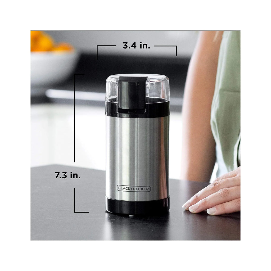 One Touch Coffee Grinder, 2/3 Cup Coffee Bean Capacity, Spice Grinder, One Touch Push-Button Control -150 Watts -Stainless Steel Blades